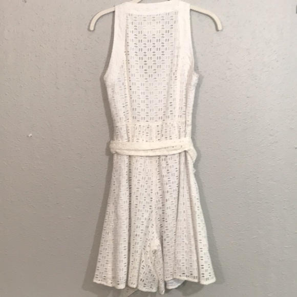 Anthropologie White Eyelet Fully Lined Belted Romper size 4 - Picture 9 of 12